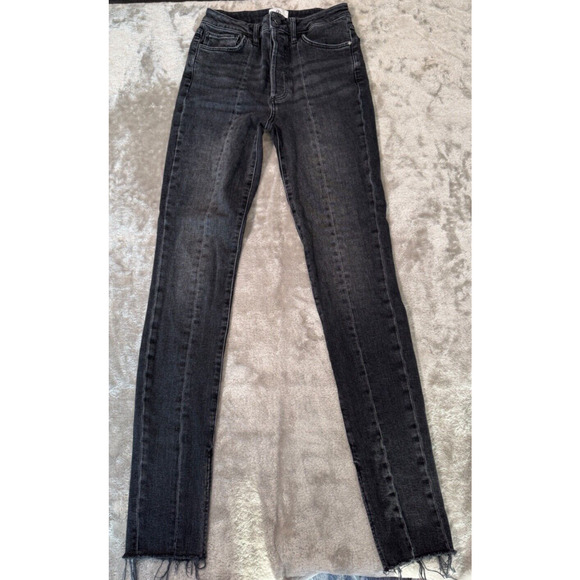 Anine Bing Heath Vintage Black Skinny Jeans Side Slit Button Fly High Rise 28 - Picture 2 of 9